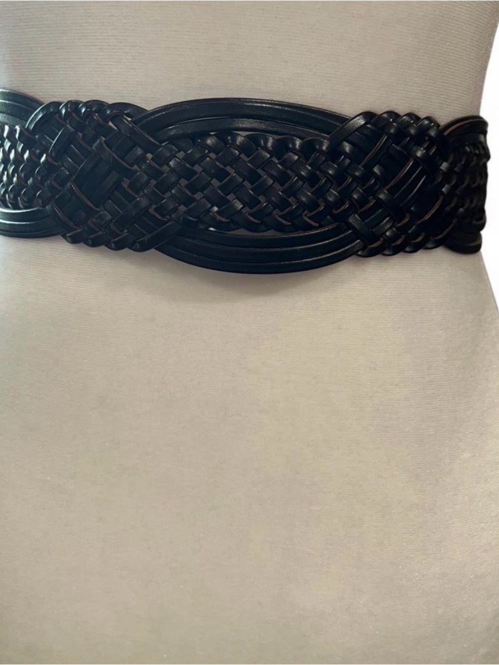 Woven Wide Black Waist Belt